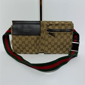 Gucci Beige and Brown GG Belt Bag